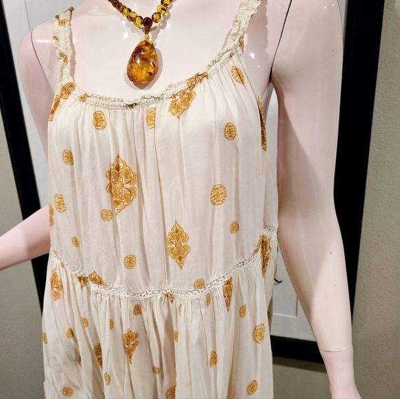 Free People Loose Boho Hippi Floral Off-Shoulder Dress - Picture 8 of 8